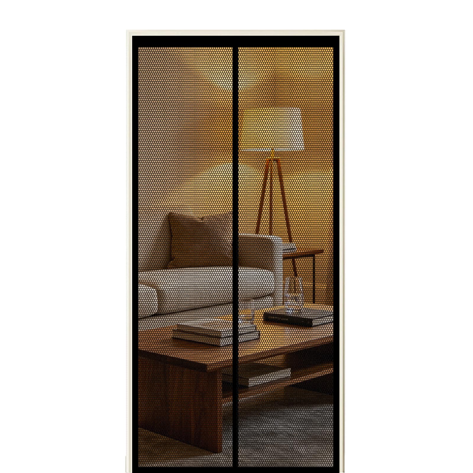 Screen Door 240 x 250 cm Self Sealing Powerful Magnets Magnetic Screenfly Doors with Powerful Magnets & Full Frame Magic Tape Suitable for Patio Doors Balcony Bedroom, Black