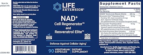 Miniatura 3 de Life Extension Regenerador celular NAD+ y Resveratrol Elite, 90 cápsulas vegetales