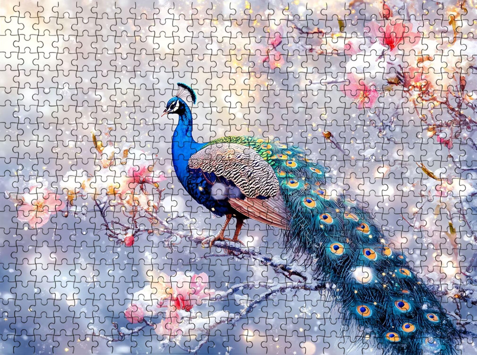 Puzzle 6000 Pezzi Classici, Puzzle Pavone fiore 179 x 105 cm, Gioco Educativo e Antistress in Legno con Poster Incluso, Ttività DIY per Famiglia, Regalo per Appassionati, Decor Parete Casa, f0-590