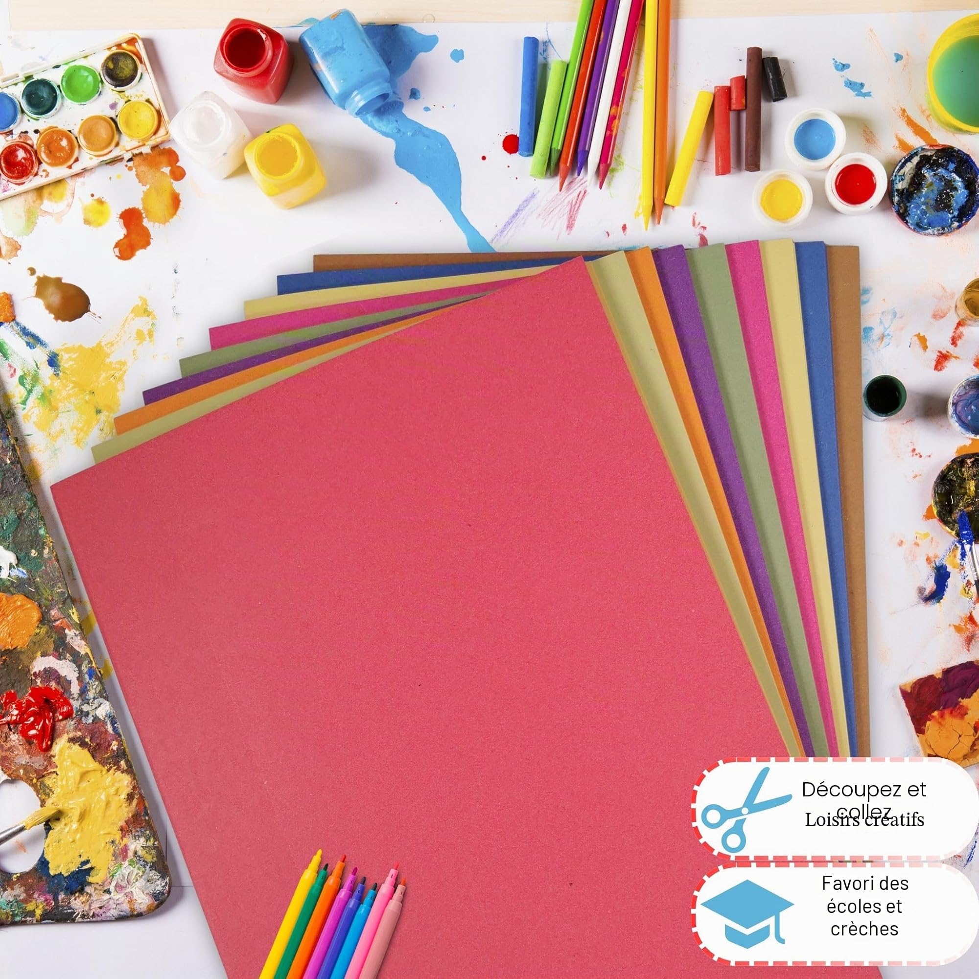 Papier à sucre recyclé A2 Couleurs vives 60 x 42 cm Lot de 20 feuilles pour loisirs créatifs