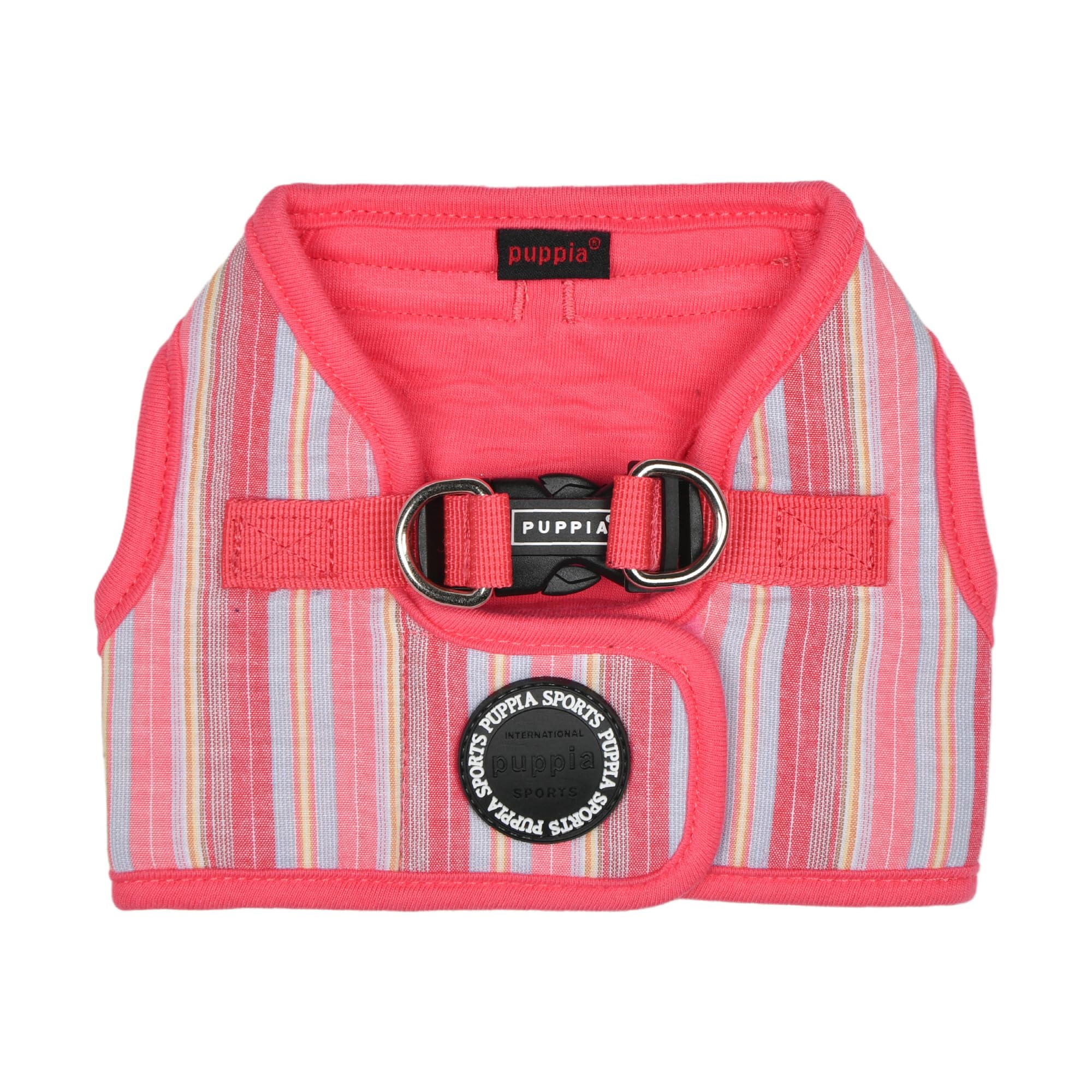 Puppia Theros - Arnés B de chaleco para perro, arnés de moda con patrón de rayas para primavera y verano, para perros pequeños y medianos, rosa, mediano
