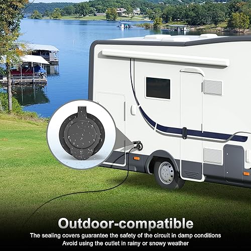 Miniatura 6 de Toma de corriente con brida NEMA 5-15R - 110 V120 V, 15 amperios, receptáculo de enchufe hembra redondo individual, resistente a la intemperie,