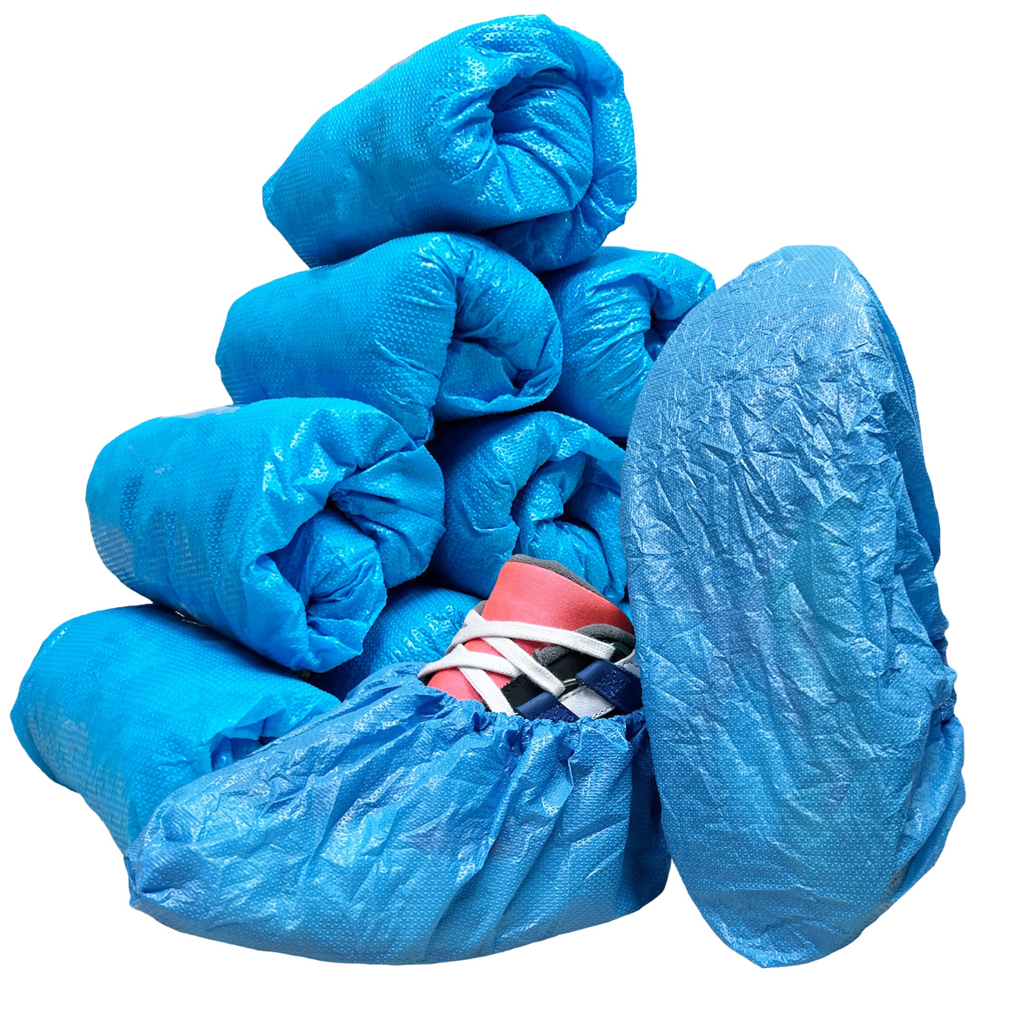 100 Pack Extra Large Blue Disposable Shoe Covers - Non Slip Indoors Reusable Waterproof Shoe Covers Disposable - Indoor Booties with Non Skid Treads - Waterproof Booties for Boots