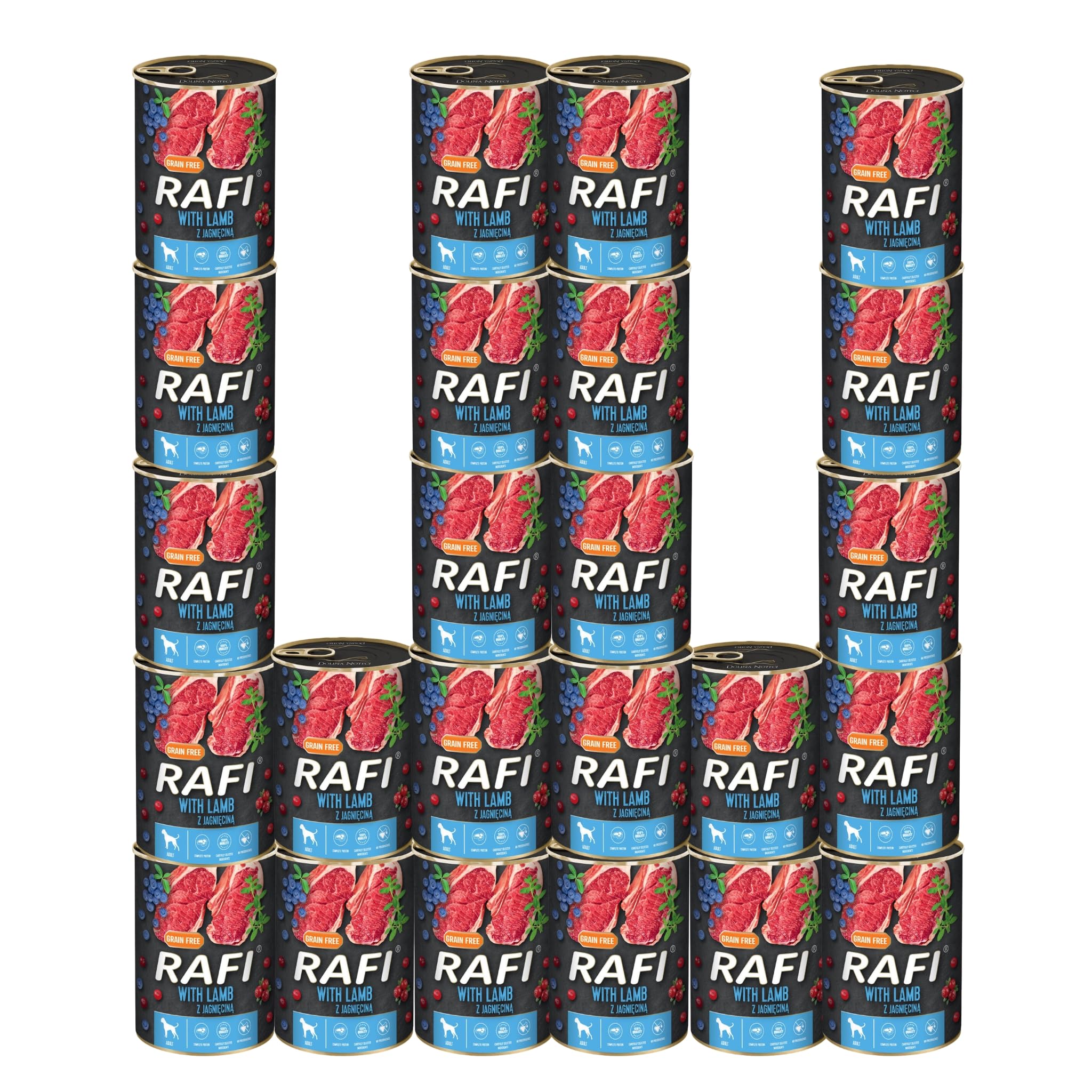 Rafi Complete Adult Wet Dog Food, Lamb, 24 x 400g Cans — image 1
