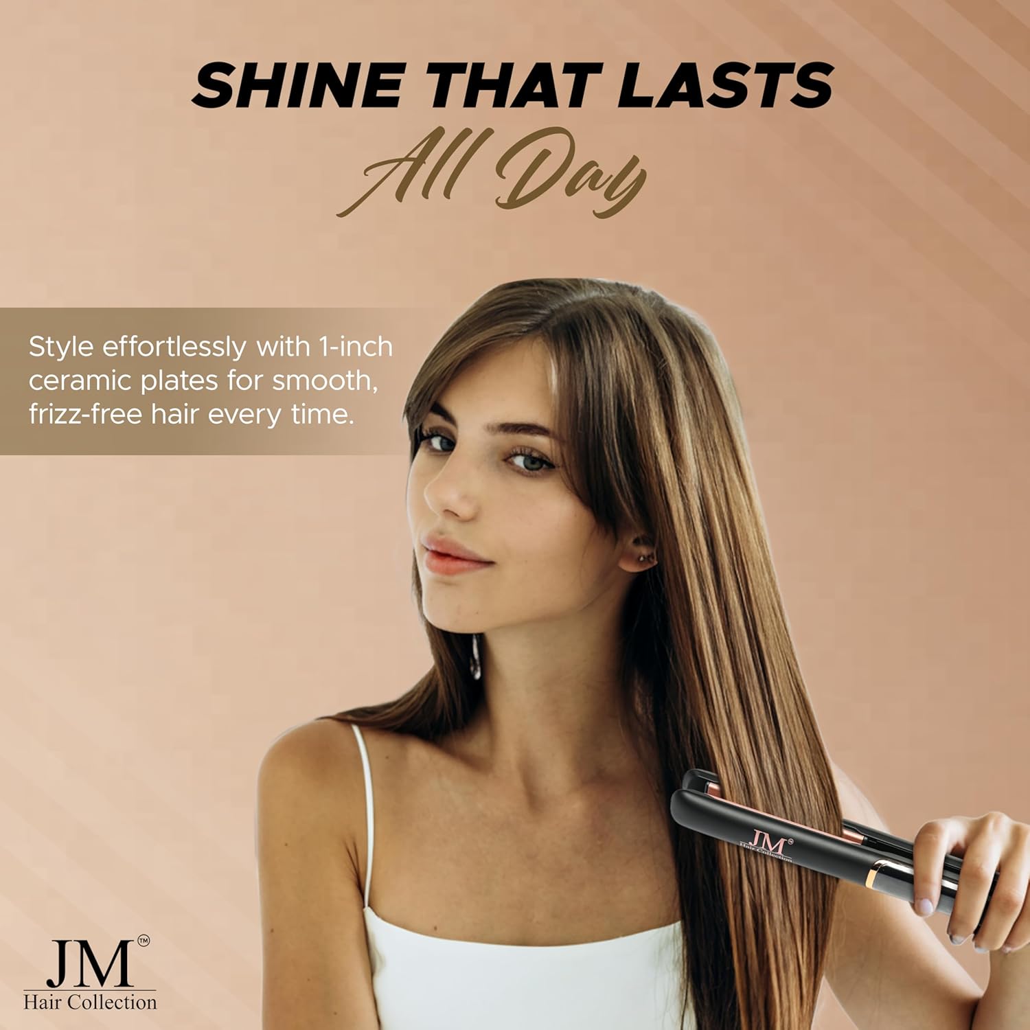 Ceramic Flat Iron – 1 Inch Hair Straightener with Adjustable Temperature, Fast Heat-Up & Frizz Control – Professional Straightening Tool for All Hair Types