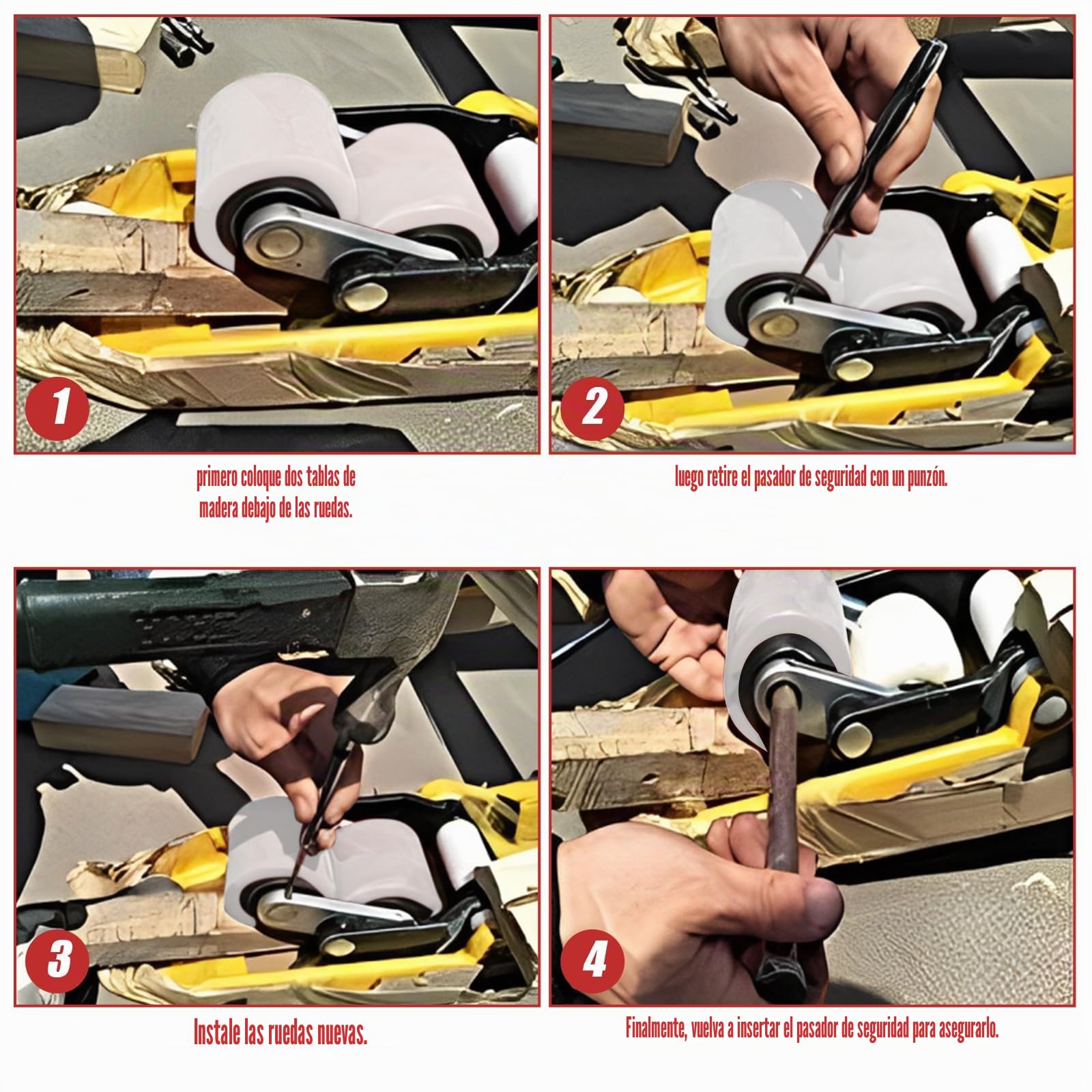 DAJAVE 4 piezas de ruedas para transpaleta de poliamida y nylon 80 x 70 mm, rueda para transpaleta de poliuretano, con rodamiento de bolas, ruedas para transpaletas de repuesto, rodillos de rodamiento