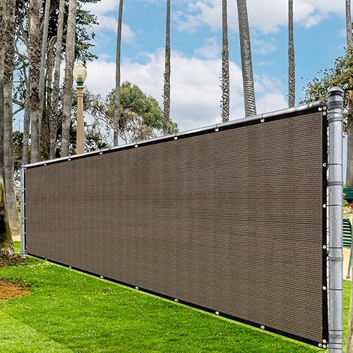 Miniatura 4 de AwnPro Pantallas para valla de privacidad, color marrón, de 4 x 50 pies, con protección solar resistente de grado comercial, 160 GSM con ojales de