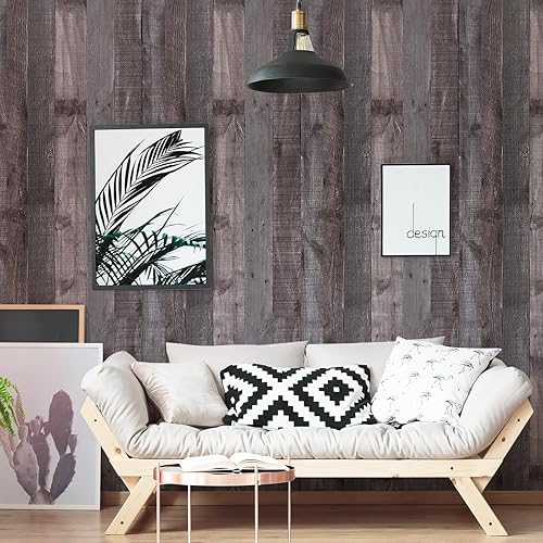 Miniatura 3 de WENMER Papel de contacto de madera de 17.71 x 1181 pulgadas, papel tapiz de madera rústica, papel tapiz de madera para despegar y pegar, papel de