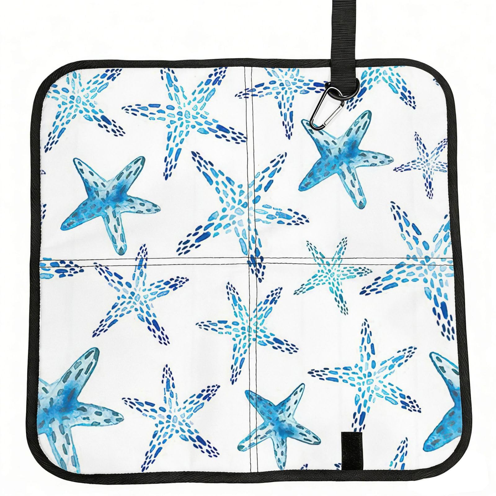 SDEGTHO Cute Starfish Print Padded Seat Pad Folding Cushion Waterproof Bench Mat Portable Outdoor Rest Mat 15.8"