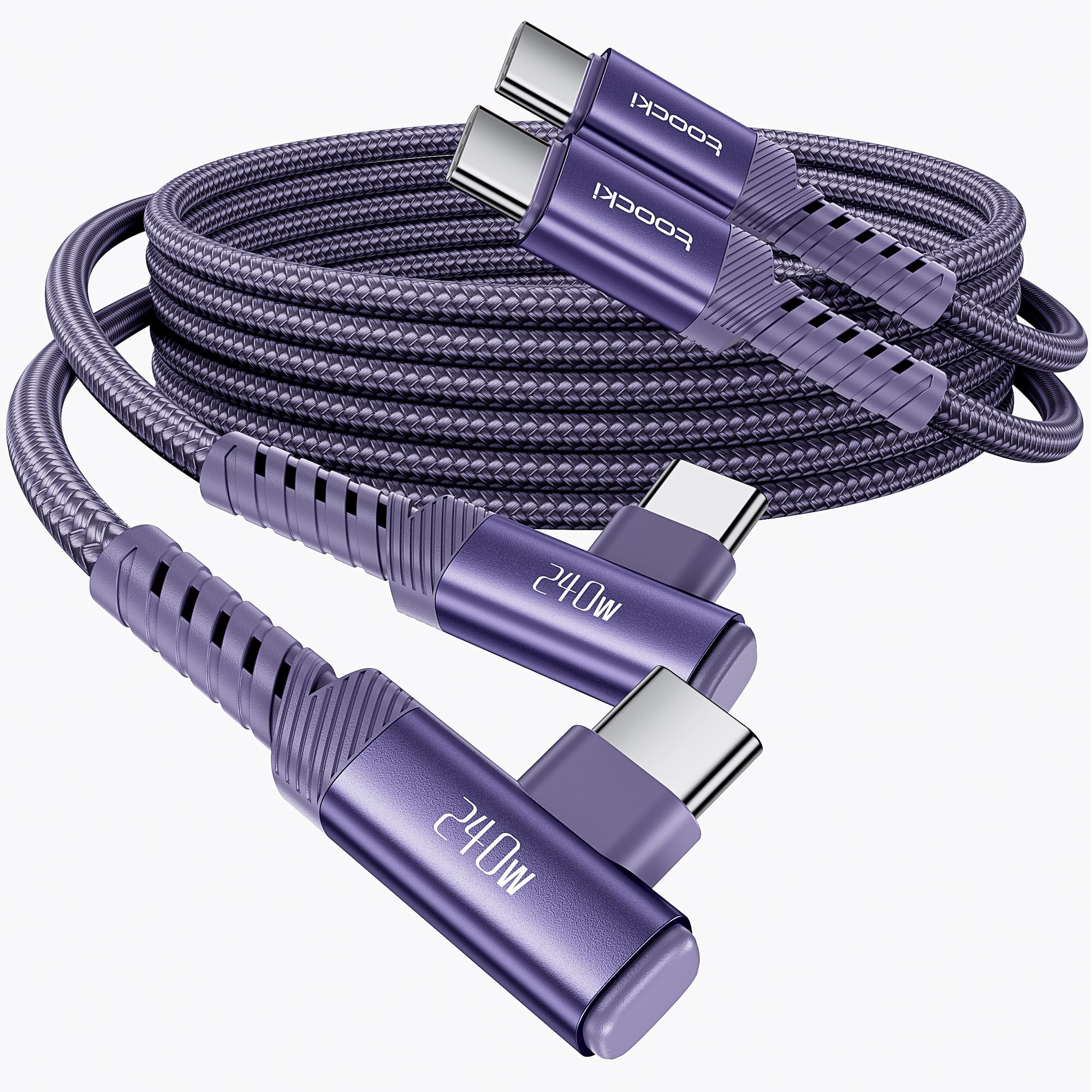 Cavo USB C [confezione da 2, 2 m), 240 W, cavo di ricarica rapida tipo C, cavo USB 2.0 intrecciato in nylon per iPhone 16 15 Pro Max, iPad Pro, Samsung Galaxy S24 S23, Switch, MacBook Pro