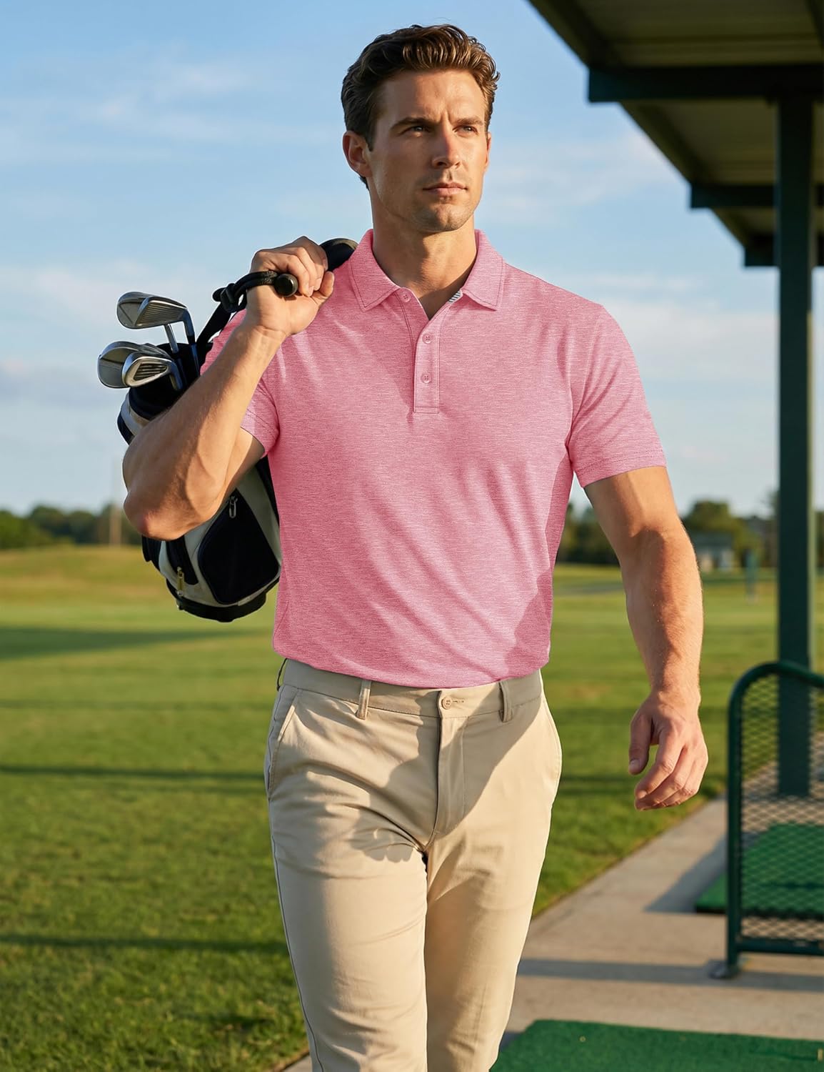 MAGCOMSEN Men's Short Sleeve Polo Golf Shirts 3-Button Moisture Wicking Athletic T-Shirts Casual Collared Shirt
