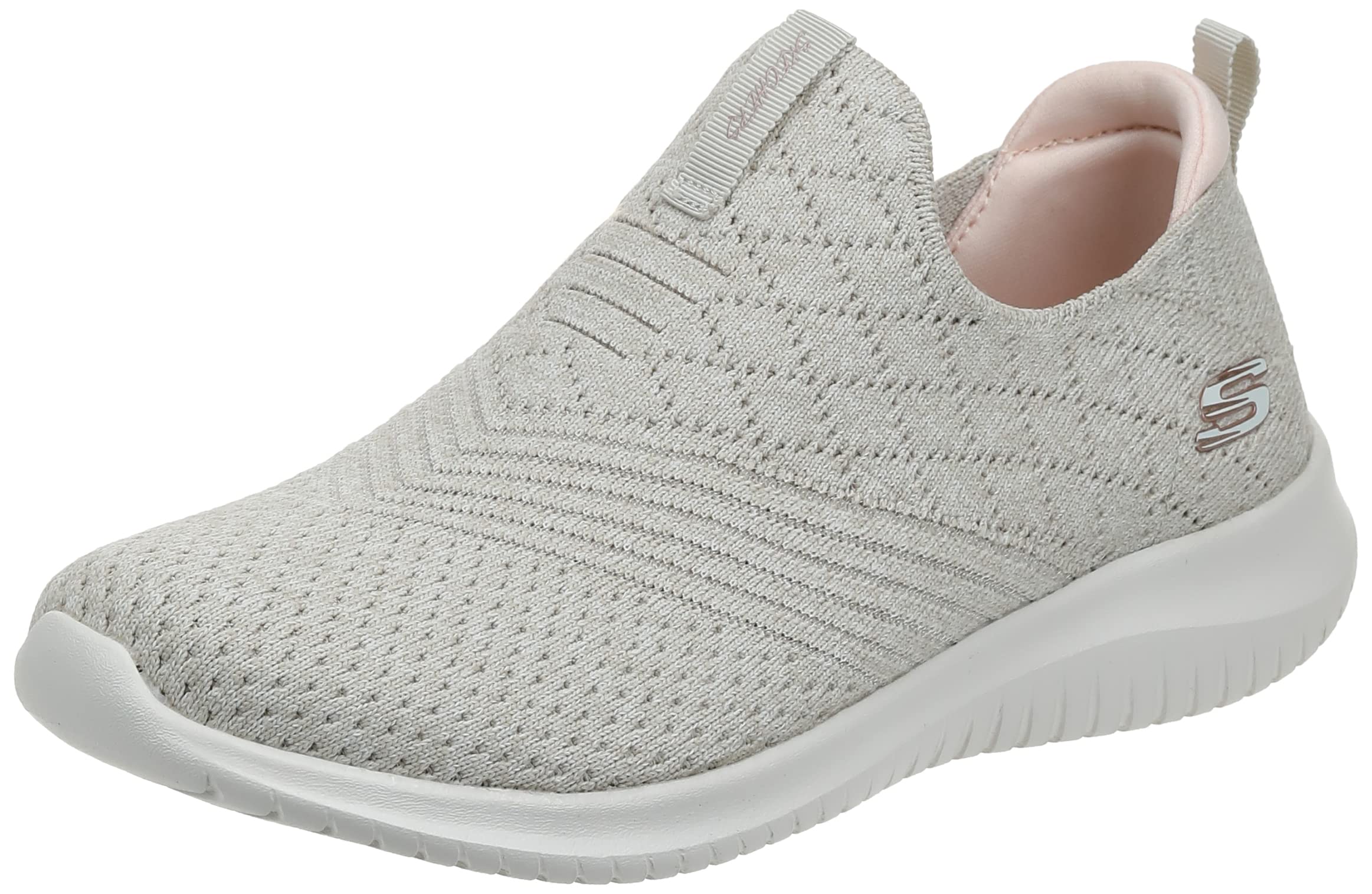 Skechers Women's D'lites 4.0 Fresh Diva Sneaker,White Leather Mesh Gray Trim,4.5 UK