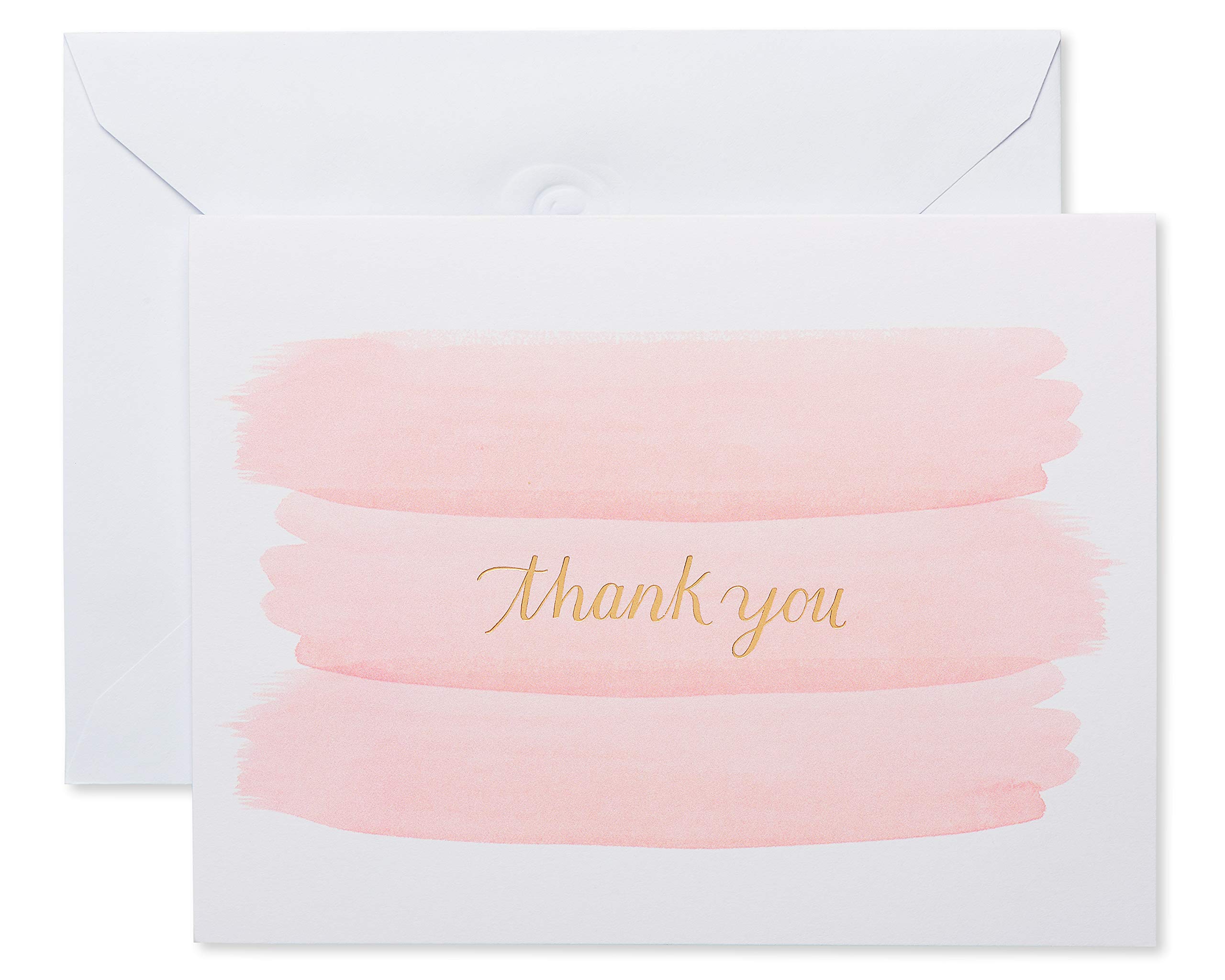 American Greetings Zarflı Teşekkür Kartları, Pembe Fırça Vuruşları (50 Adet)