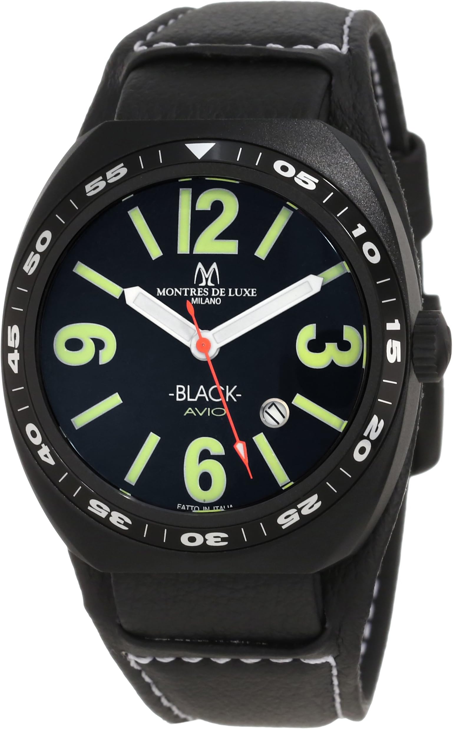Montres De Luxe Men's AVI-40-QZ-N/G-C Avio Black Quartz Black Dial Watch