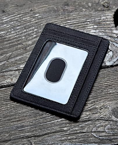 Miniatura 3 de Buffway - Billetera delgada minimalista de cuero con protección RFID para hombre y mujer