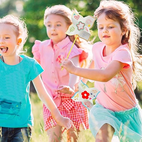 Miniatura 4 de Poen 48 molinetes de papel blanco para manualidades, color blanco, para niños, niñas, actividades de verano, artes y manualidades, fiesta de 5