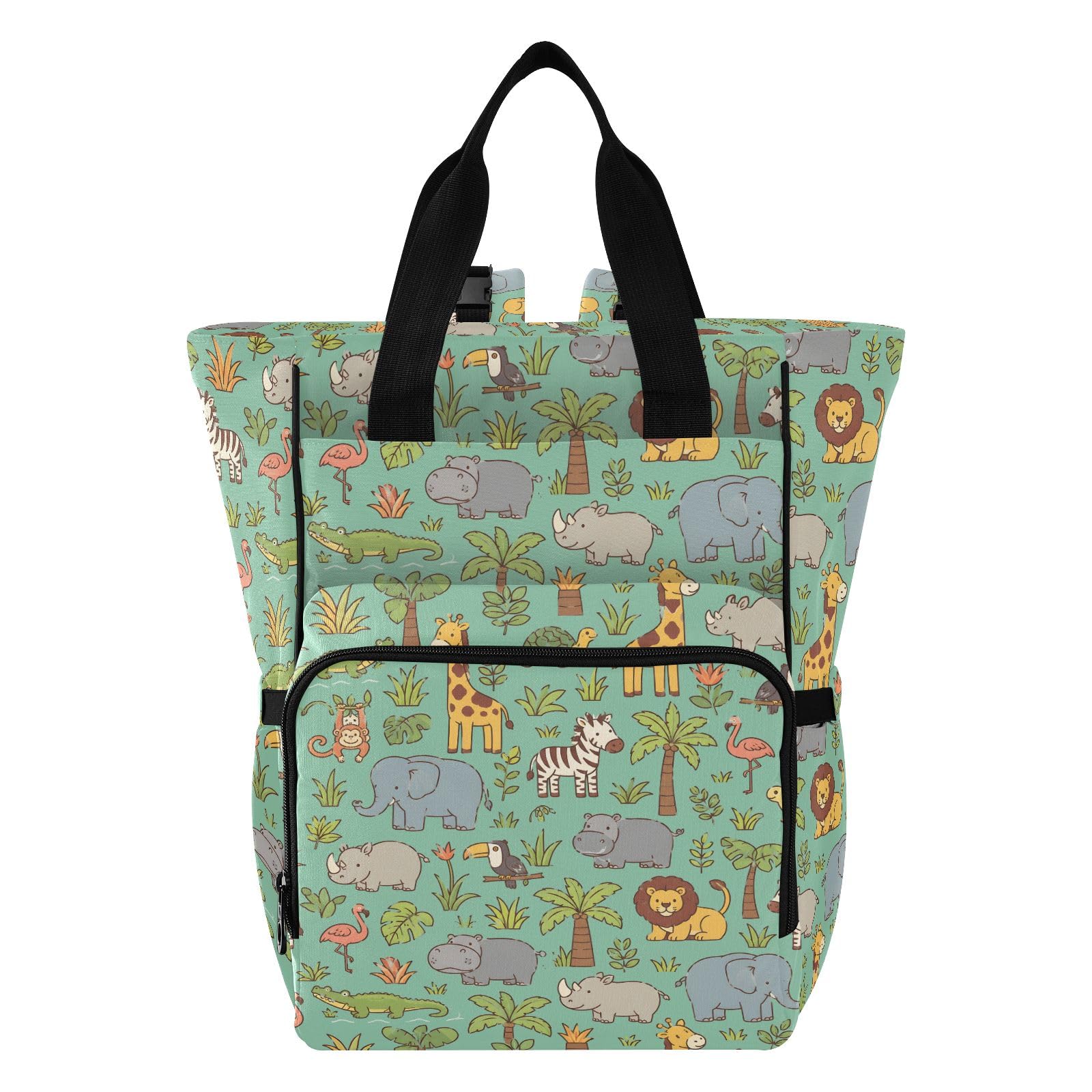 Mnsruu Mochila para pañales de bebé con diseño de animales dibujados a mano, bolsa grande, impermeable, bolsas de pañales de viaje para mamás y papás