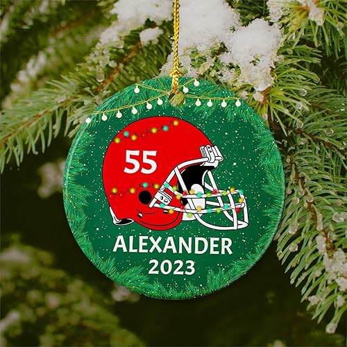 Miniatura 3 de Adorno de fútbol americano para Navidad 2023, adorno personalizado de jugador de fútbol, adorno deportivo de fútbol americano, adorno de Navidad de