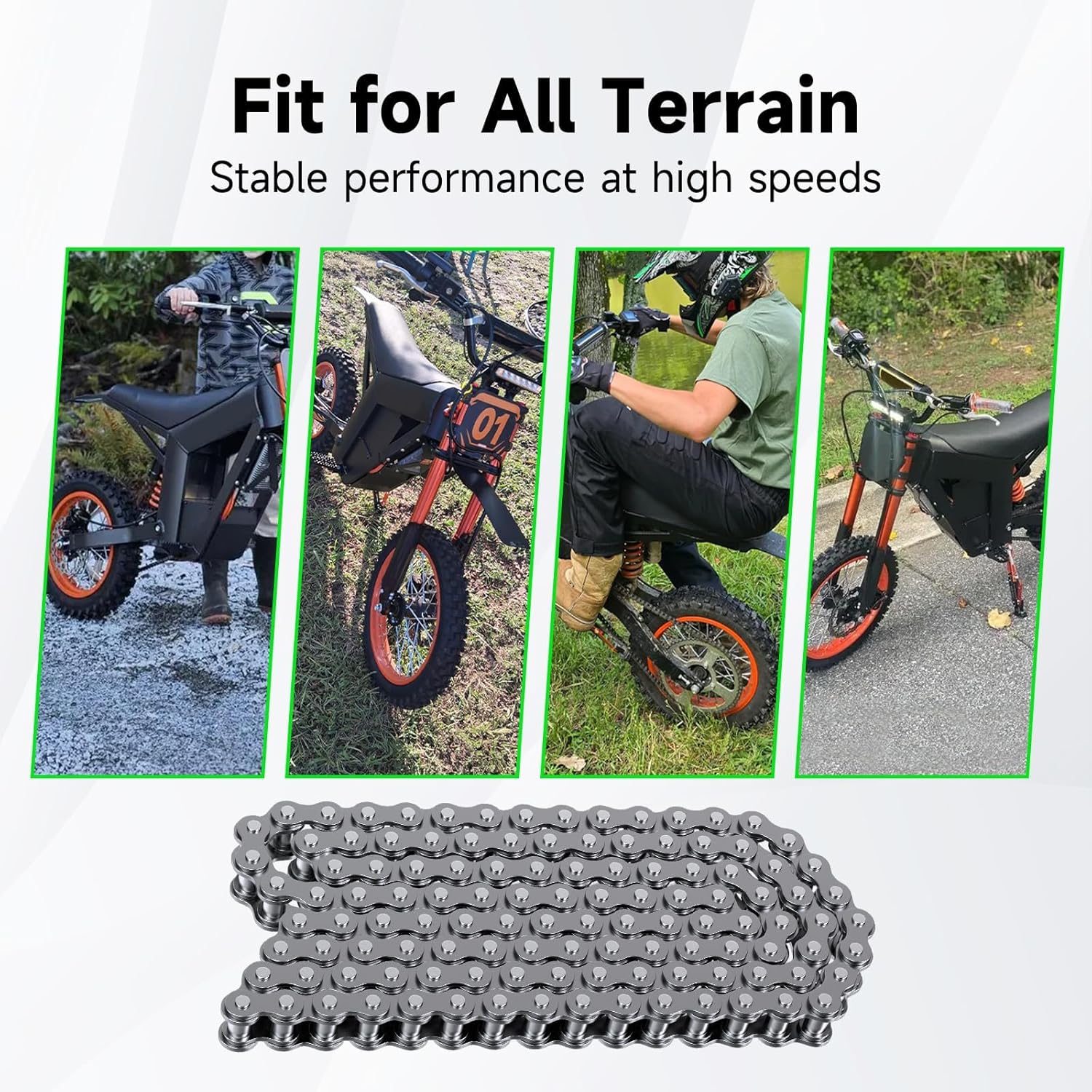 420 Chain Compatible with Tuttio Soleil01 Electric Dirt Bike E Bike, X-Ring Drive Chain Replacement for Tutto Tutti Soleil 01 Ebike Electric Bike Motorcycle Parts Accessories with Chain Breaker - Image 8