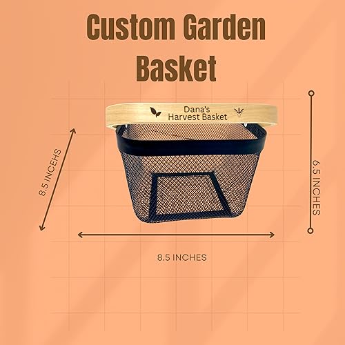 Miniatura 5 de Cesta de cosecha de malla personalizada con mango grabado personalizado, regalo para jardineros, cesta de cosecha vegetal, herramientas de