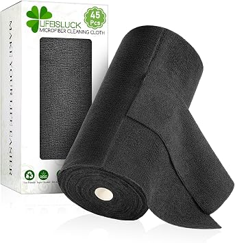 45 PCS Microfiber Towel Roll, Tear Away Microfiber Cleaning Cloth on a Roll Reusable Towels Washable Rags Absorbent for Car, House, Kitchen Dish Drying