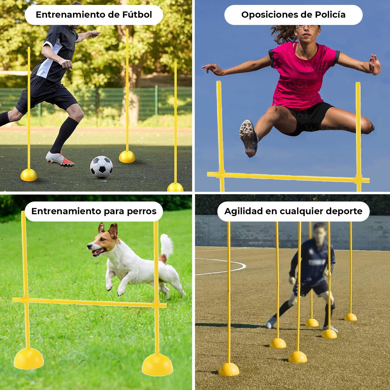 CANNON Set Vallas Ajustables para Entrenamientos de Agilidad, Fútbol, Oposiciones de Policía | Incluye Picas y Bases rellenables | Obstáculos Ajustables para Juego de Pies, Coordinación y Resistencia