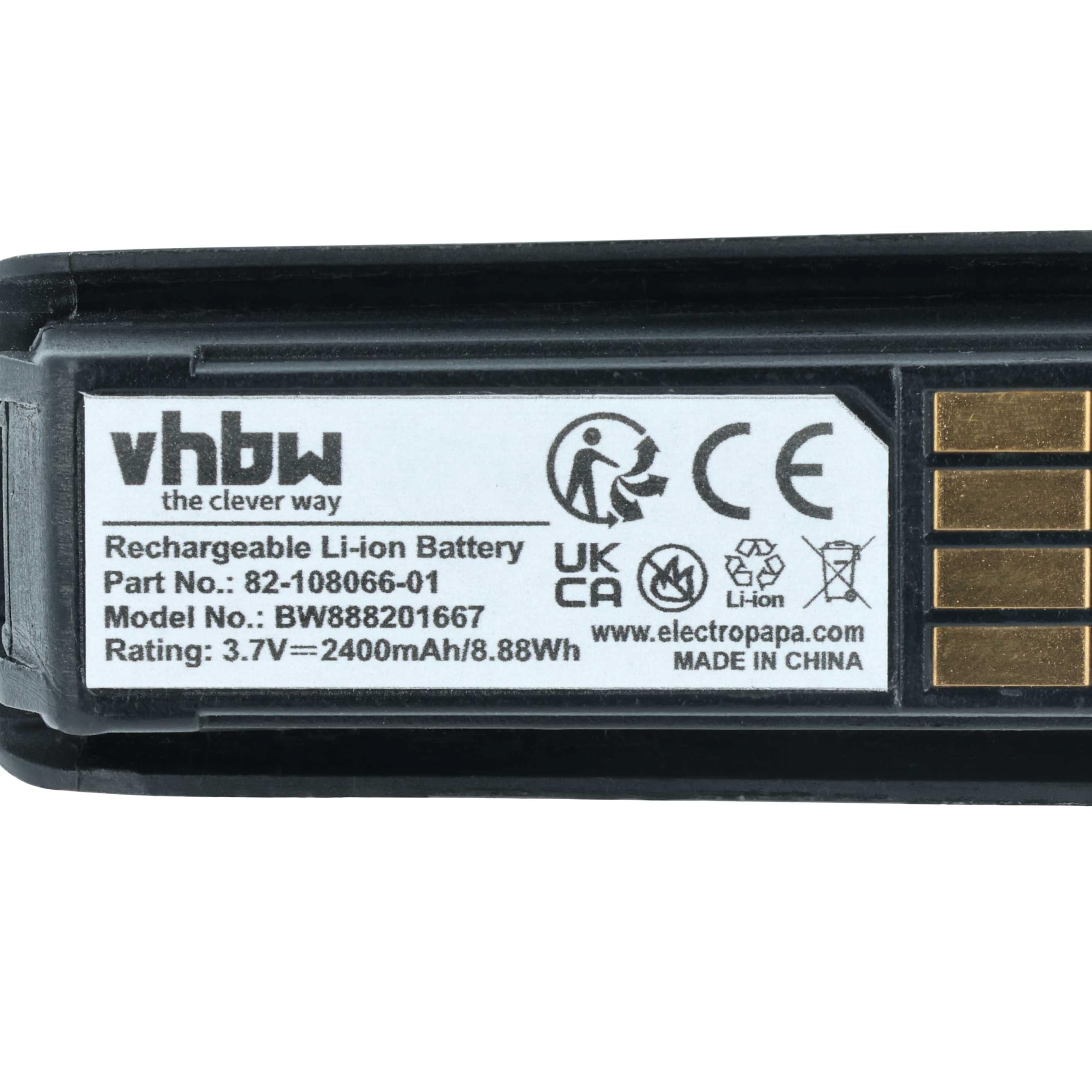 vhbw Akku kompatibel mit Zebra MT2000 | MT2070, MT2090 Barcodescanner POS (2400 mAh, 3,7 V, Li-Ion)
