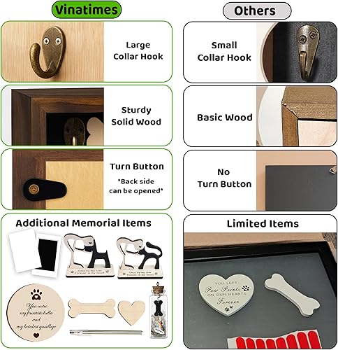 Miniatura 3 de Caja de sombra de regalo conmemorativo para mascotas de 8.6 pulgadas, soporte para collar negro, marco de fotos, kit de tinta de pata de mascota,