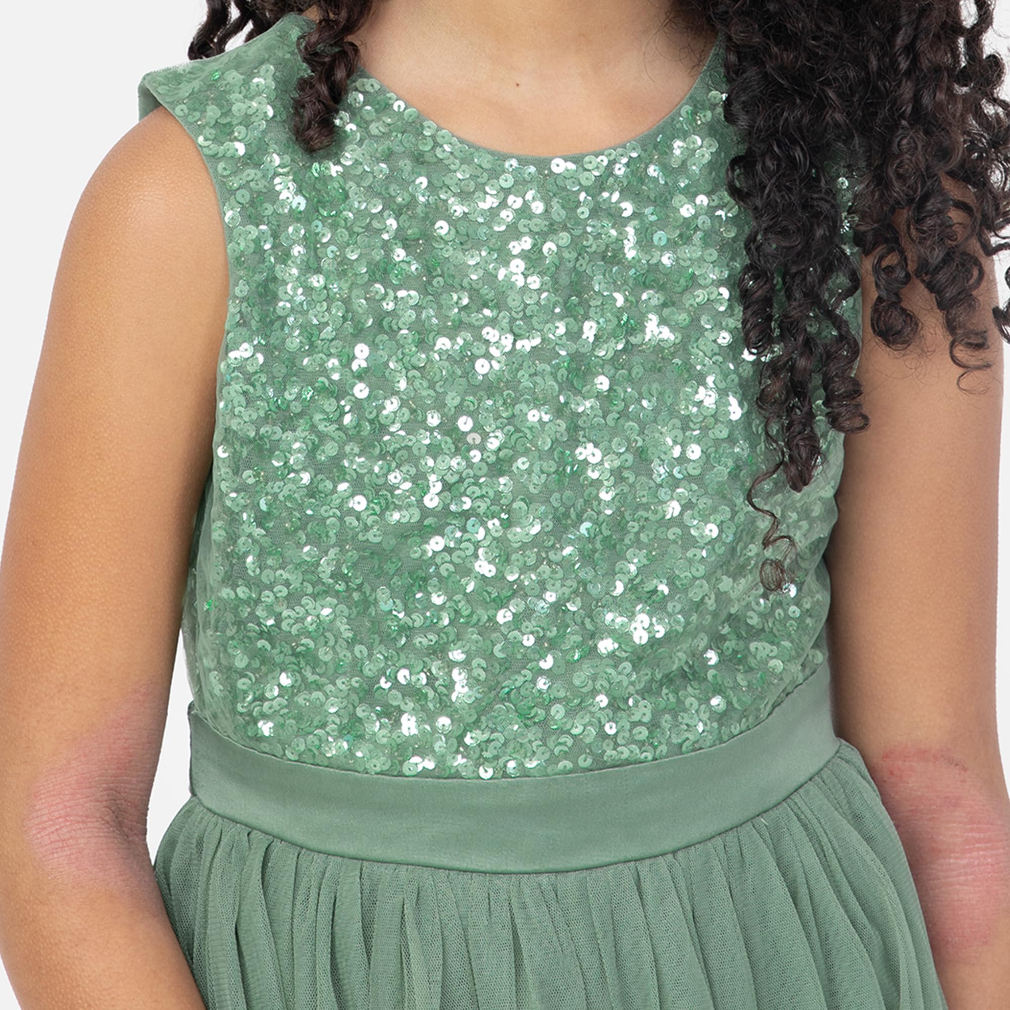 Maya Deluxe Mädchen Paillettenverziertes Hochzeit Und Geburtstag Festlich Mit Bandschleife Brautjungfernkleid Kleid – Bild 3