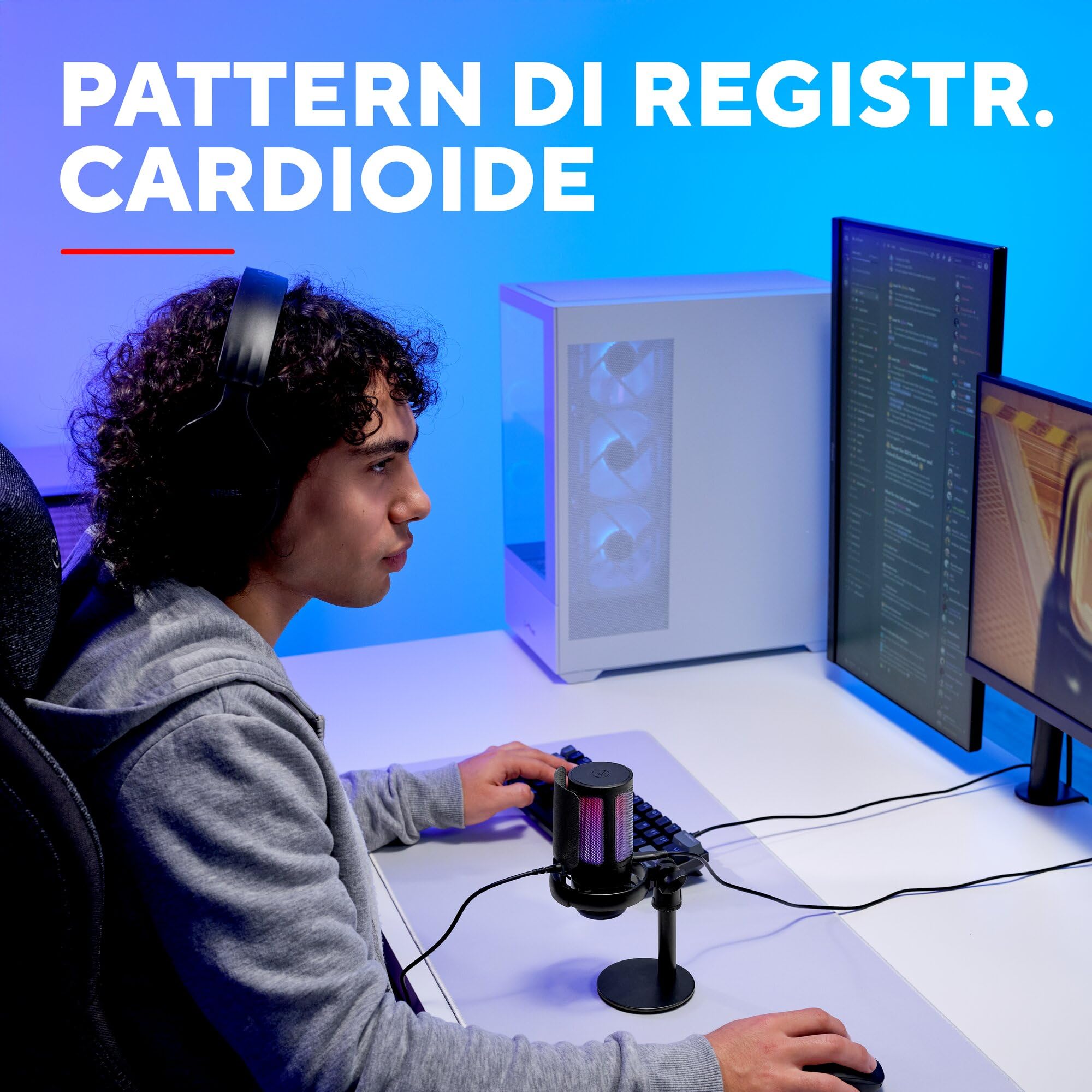 GXTrust 1238 Ruan Microfono USB con Supporto in Metallo, Shock-mount e Filtro Pop, Pattern Cardioide, Microfono Gaming USB per Podcast Youtube, ASMR, Streaming, Twitch, PC, PS4, PS5, Nero