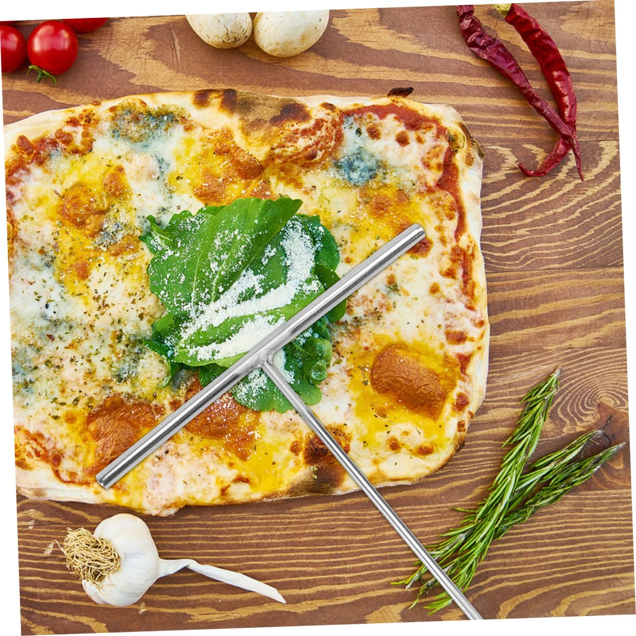 Mikinona Stainless Steel Crepe Tool Pancake Fruit Pusher t Shape Spreader Kitchen Spreader Nonstick Cookware Utensil