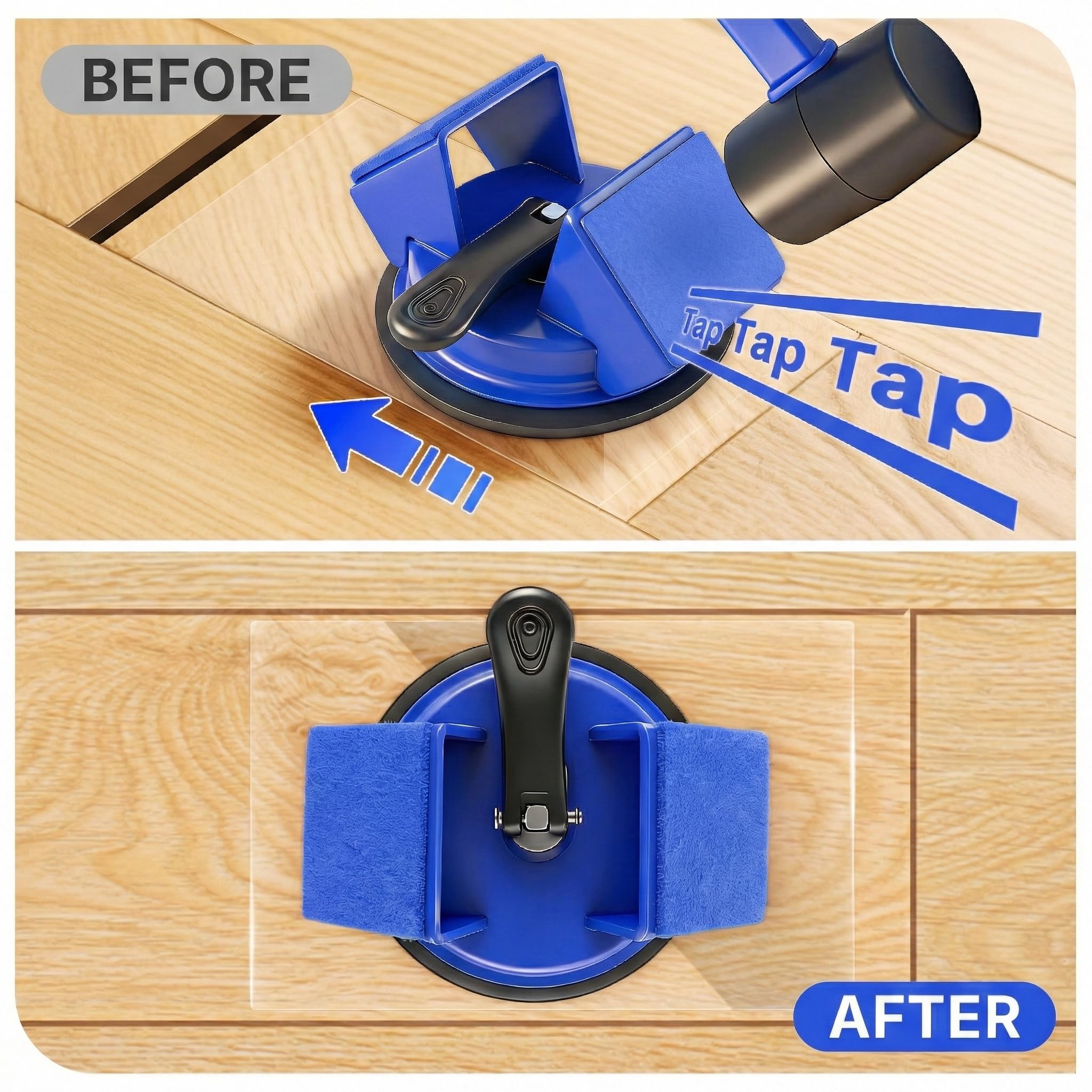 Floor Gap Fixer Tool Heavy Duty 45°Striking Surface Floor Gap Repair Tool Made of Iron & Enhanced Suction Cup with Slot Cutter and 5pcs Sticky Pads for Fixer Laminate/Vinyl Flooring Tools — view 8
