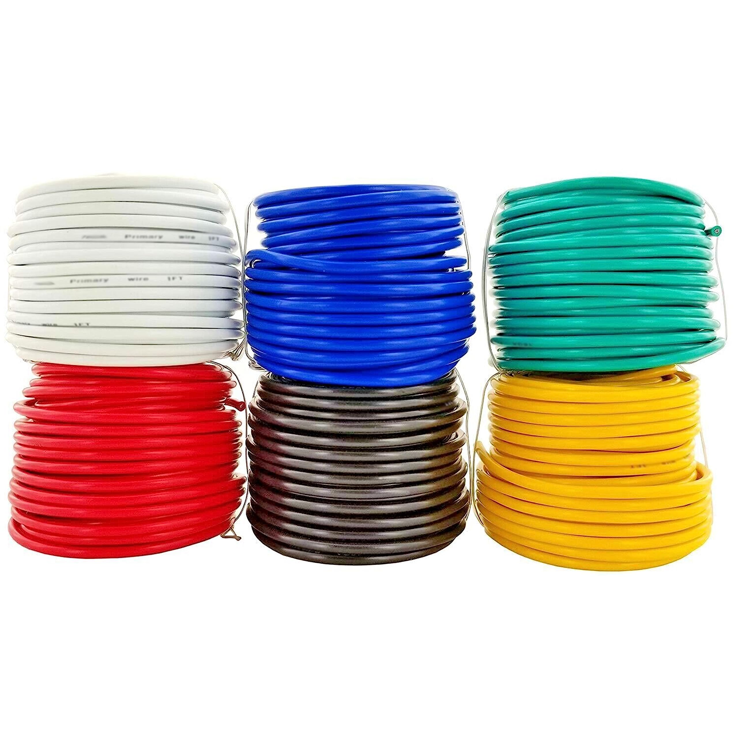 SCSK8 12V MAX 14 Gauge Wire, 100ft Each Roll | | Red/Black/Blue/Yellow/White/Green, CCA Material | Perfect for DIY Projects, Hobby use, Home Theatre, Solar, and Automotive Applications