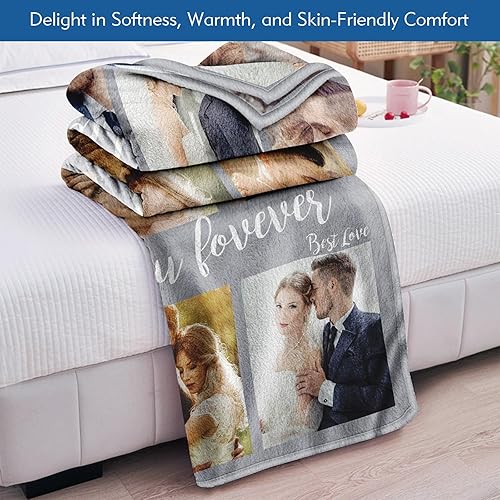 Miniatura 6 de Regalos para parejas, manta personalizada de doble cara con fotos, texto, regalos personalizados para novio, novia, manta personalizada de franela