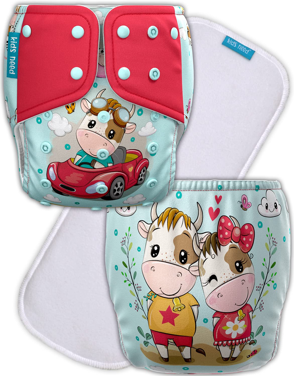 Kids Need Leakage Proof cloth diapers for babies, high absorbent 1 reusable diaper 1 insert pad combo pack washable cloth diaper free size (5-18kg) adjustable pocket diaper W4-image-18