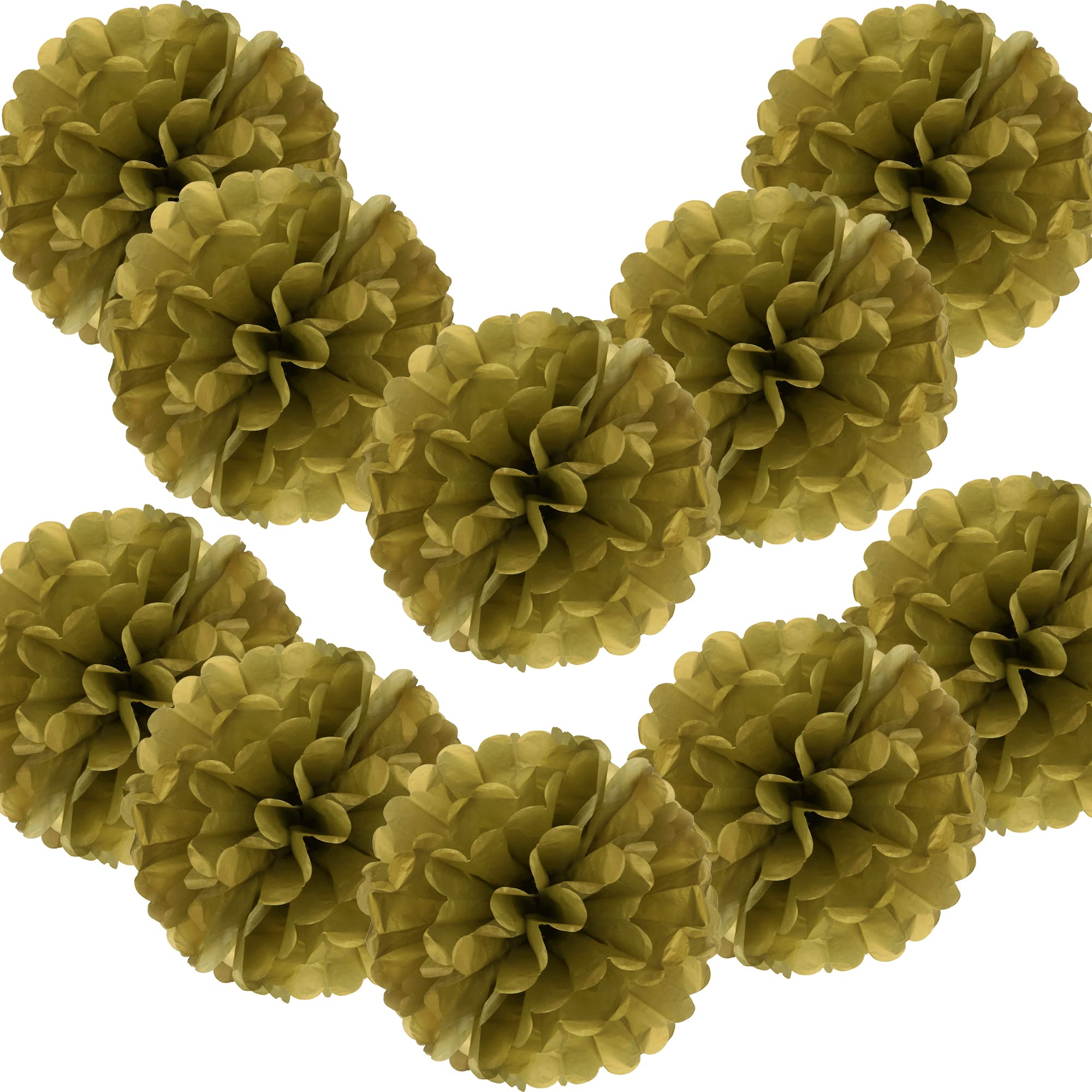 Time to Sparkle 10PCS 10" Tissue Paper Pompoms Pom Poms Flower Handmade Wedding Party Decorations Balls Foil Gold