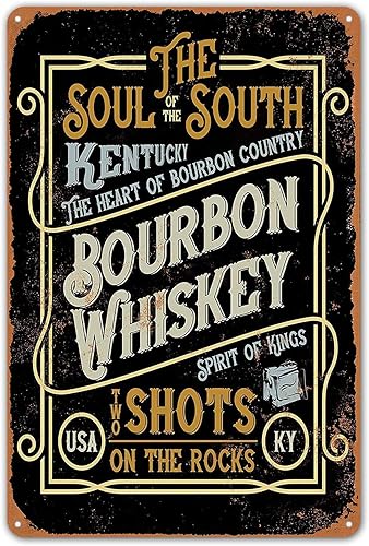 ZYPENG Letrero de metal retro de Kentucky Bourbon Whisky Decoración de pared para bar, pub, hombre, cueva, club, hogar, 8 x 12 pulgadas