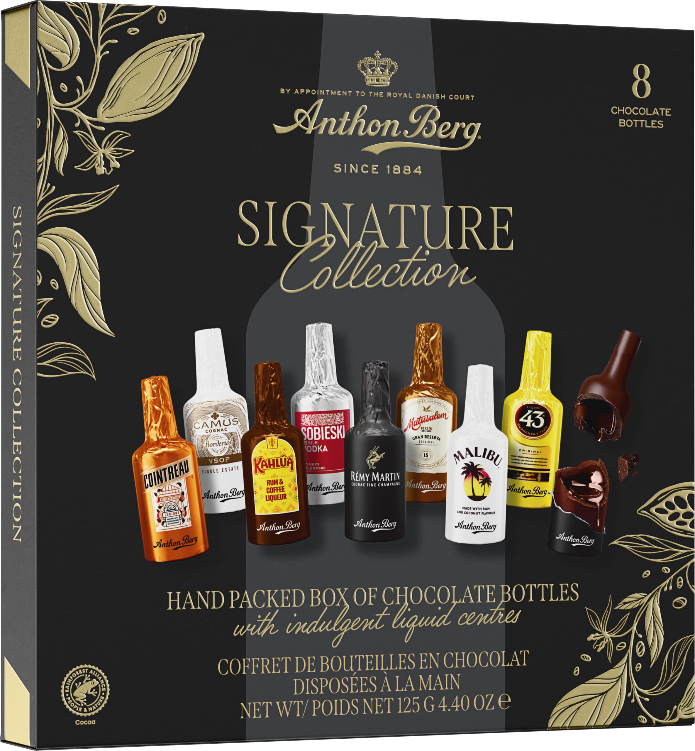 Anthon Berg 8 Chocolate Liqueurs, Dark Chocolate Case With Delicious Famous Spirit Liquid Fillings, Father's Day Gifting, 125 g (Pack of 1)