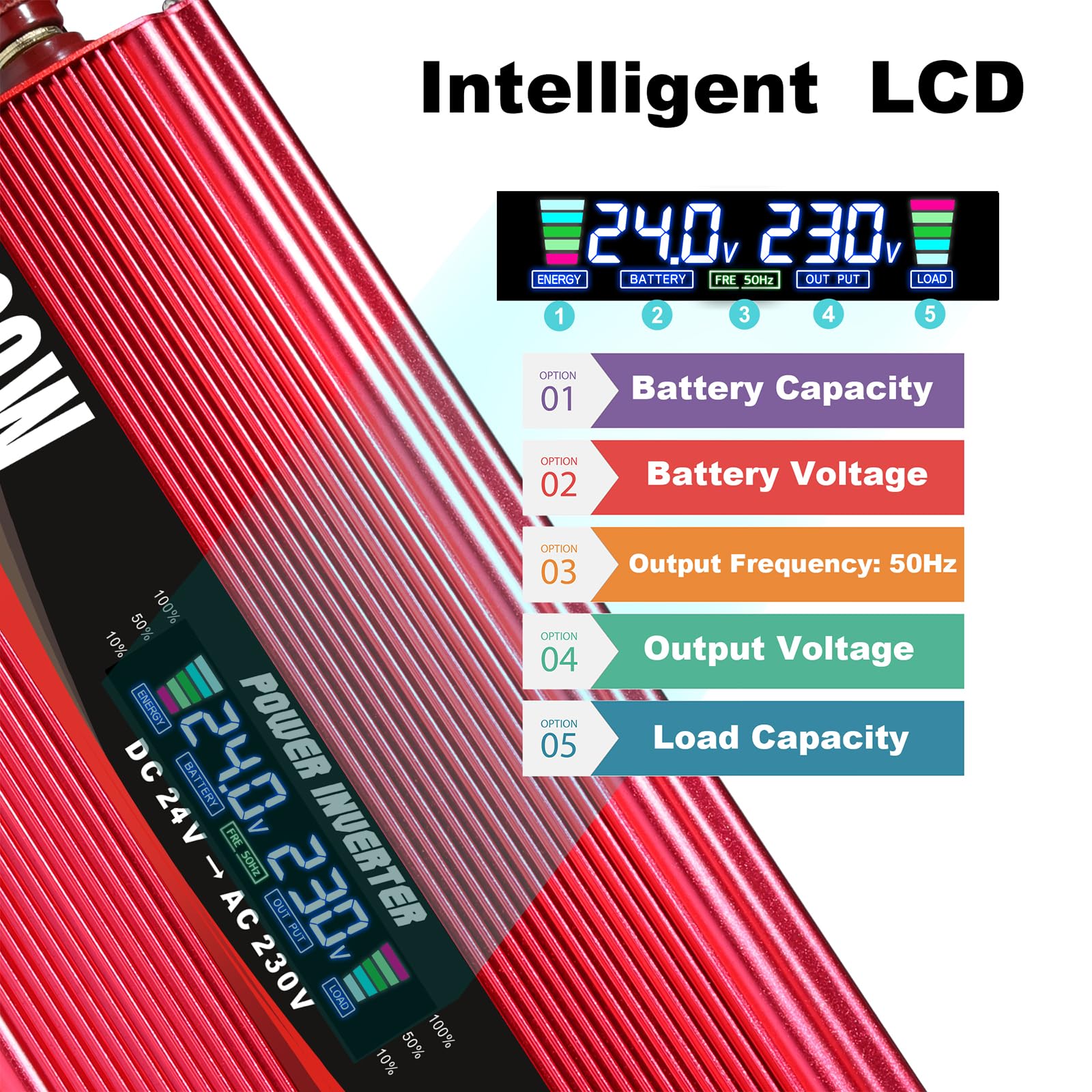 Cantonape Inversor 24V 230V, 1500W/3000W Inversor de Corriente