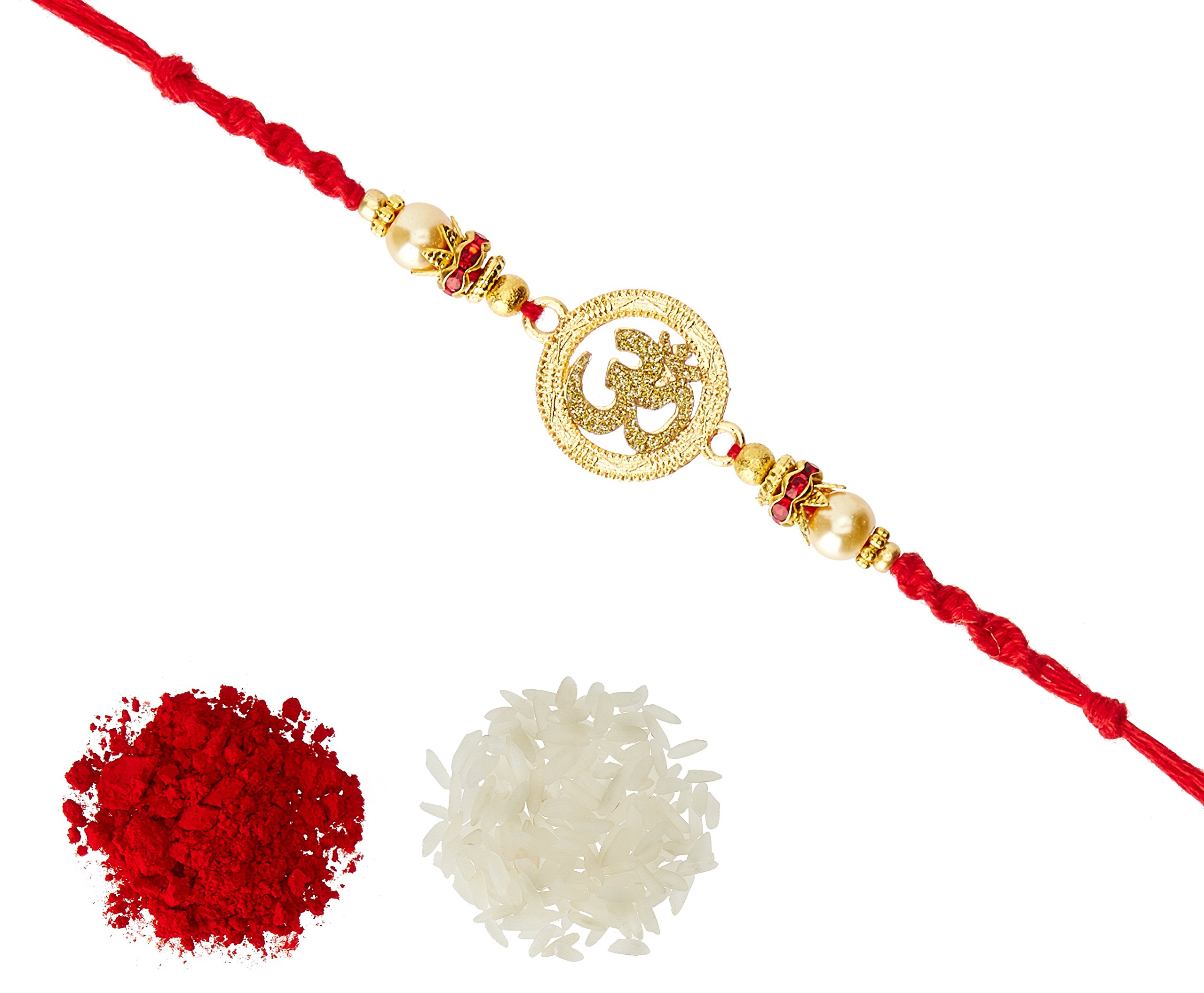 Aheli Religious OM in Glitter AD Ring Pearl Rakhi with Roli Chawal Tilak For Men Boys (Golden) (R21048) (B07FCNZL3W) Amazon Price History, Amazon Price Tracker