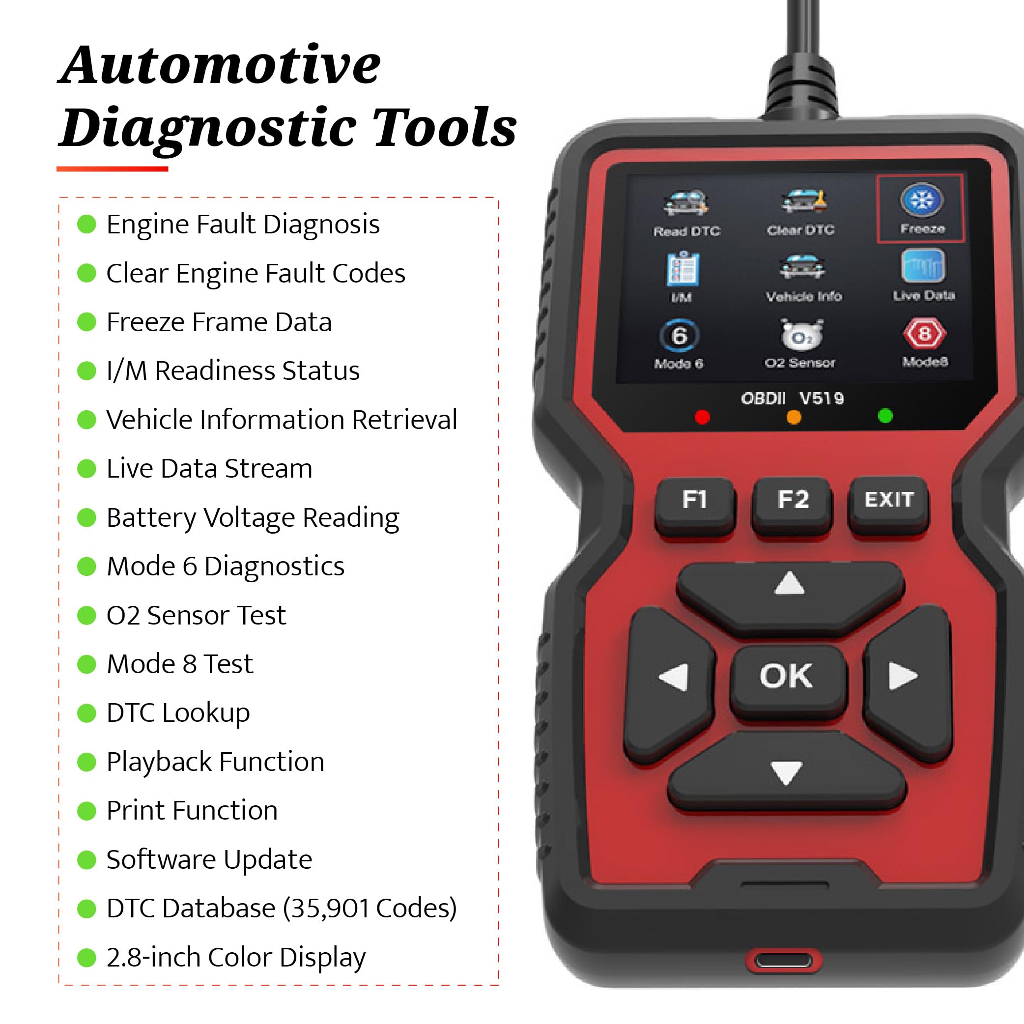 OBD2 Auto Diagnostica per Dacia Dokker Duster Jogger Extreme Logan MCV Nova Supernova 2000-2024, Lettore e Eraser Codici, Solo Cancellazione e Diagnosi Codici Errore, Nessuna Riprogrammazione