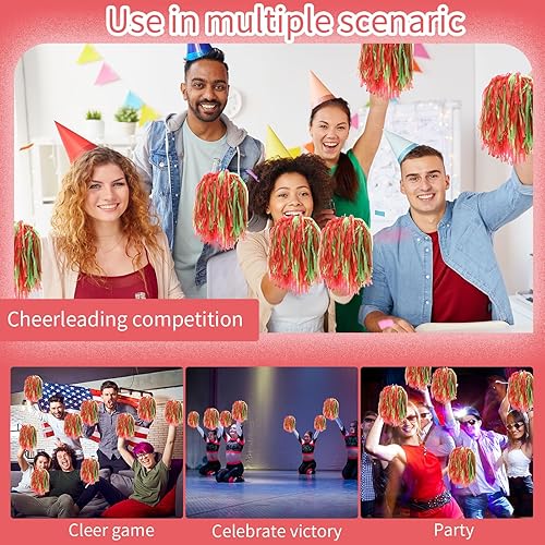 Vista 35 de Lenwen Paquete de 40 pompones de animadora de plástico con asas para adultos, rooters, equipo deportivo, fiesta de animación