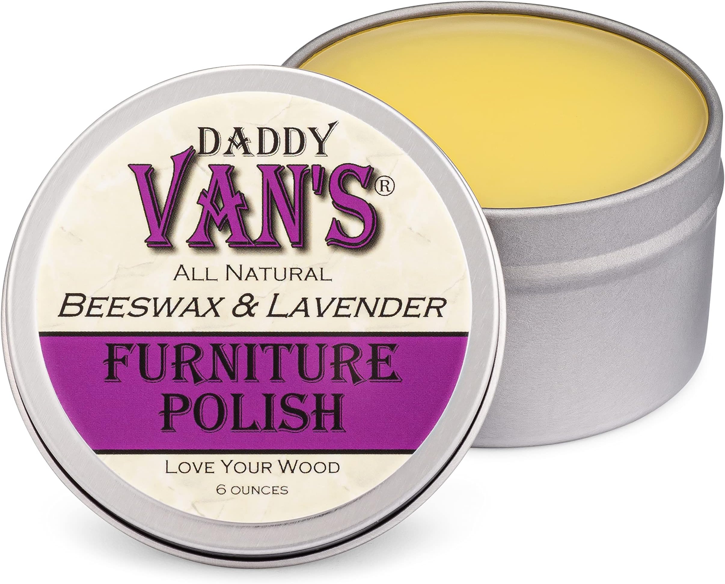 Daddy Van's All Natural Beeswax & Lavender Furniture Polish - Chemical-Free, Non-Toxic Wood Conditioner Scented with Pure Lavender Essential Oil