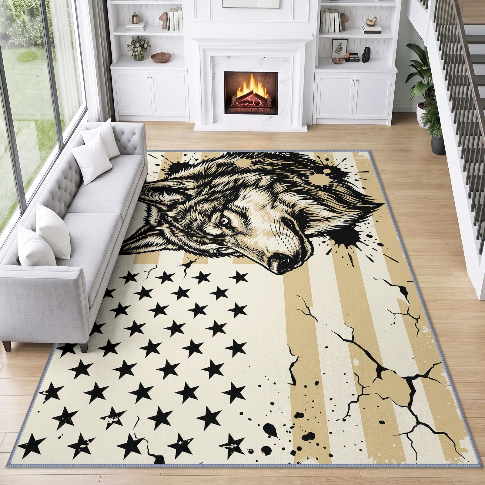 Générique Drapeau National Tête De Loup Doux Tapis 120x170 cm