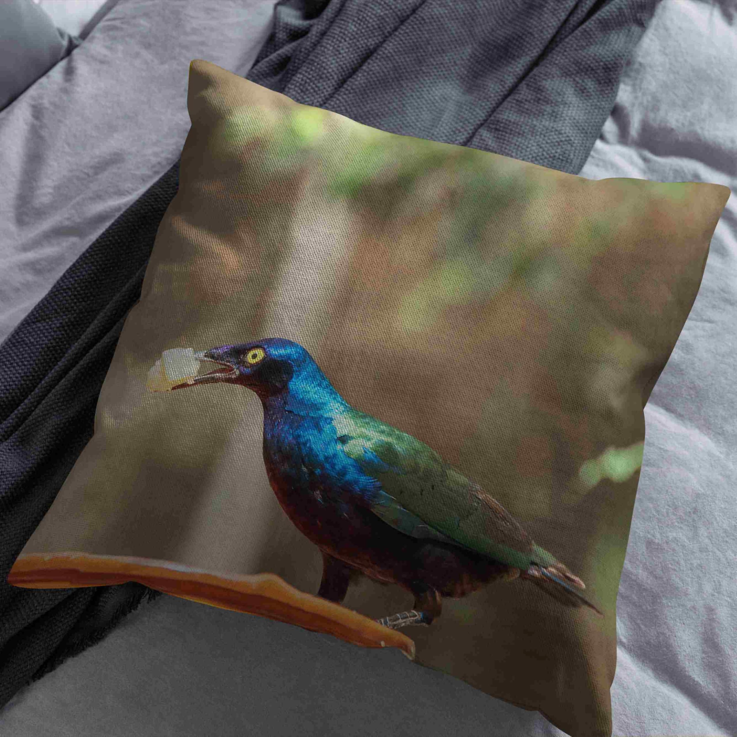 Lniana poszewka na poduszkę xl z zamkiem błyskawicznym 50 x 50 cm, ptaki naturalny krajobraz długie poszewki na poduszki na kanapę teksturowane salon sofa dekoracja 4 szt
