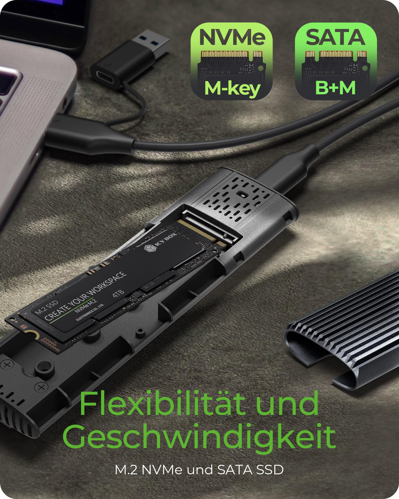 RaidSonic Icy Box IB-1808MCT-CU31 NVMe SSD USB 3.2 Type-C Geh?use schwarz