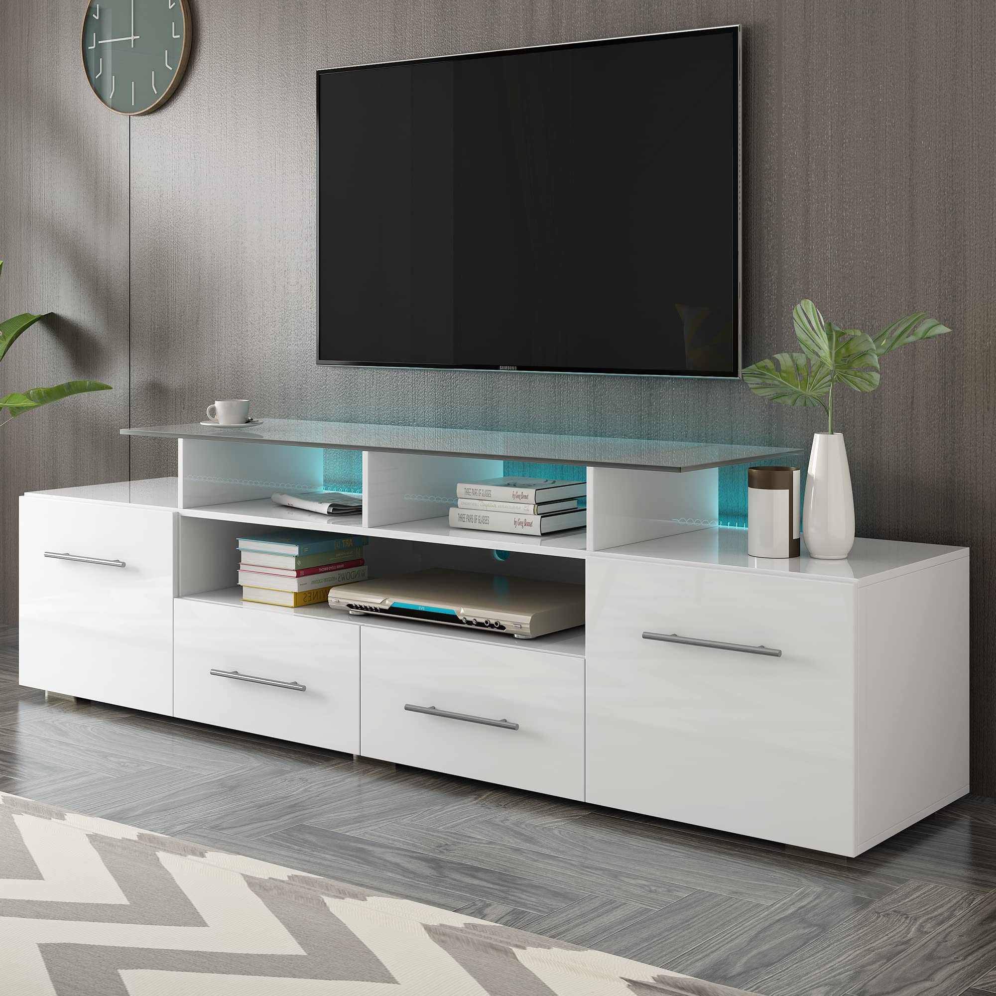 Buy LUMISOL LED TV Stand, High Gloss Entertainment Center Double op