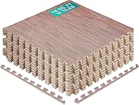 Yes4All EVA Interlocking Foam Mats - 12 Puzzle Tiles Cover 48 Sq Ft, 3/8" Thick with Borders for Home Gym, Garage, Living Room