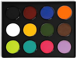 Mehron Makeup Paradise Makeup AQ 12-Color Pro Palette with Deluxe Case | Refillable Face & Body Paint Kit | Water-Activated Kit for Halloween, Cosplay, Theater, SFX & Stage
