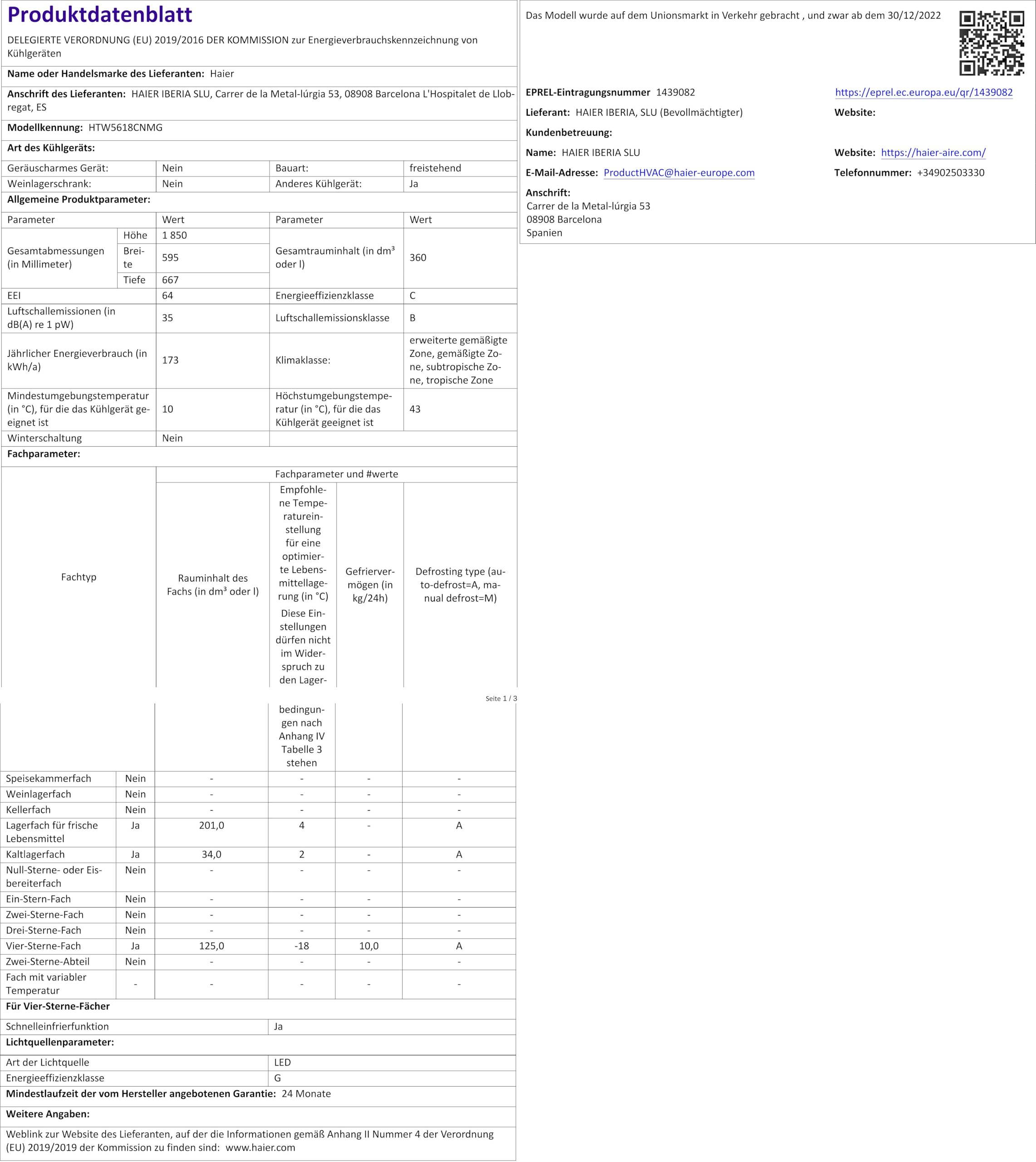 Haier Refrigerator Energy Label